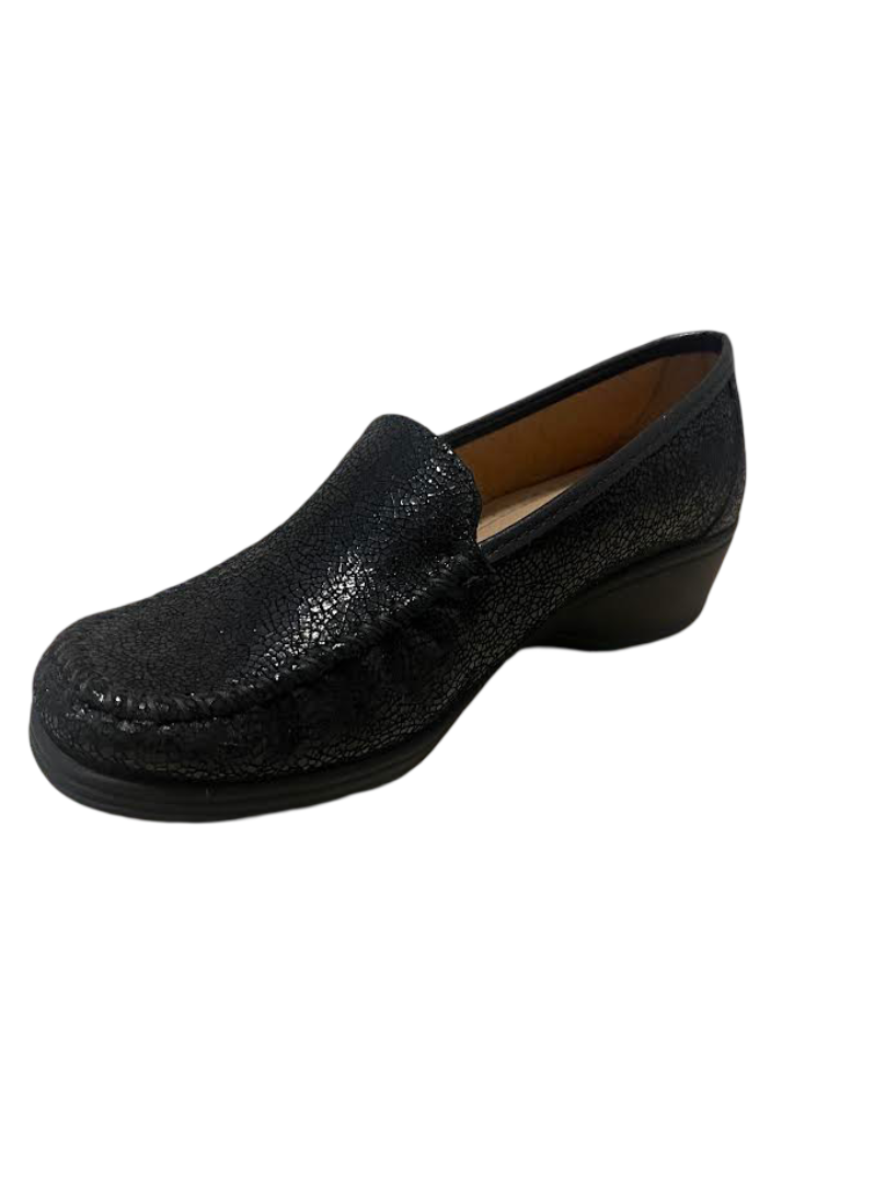 Gileplant mocassino scamosciato nero lucido