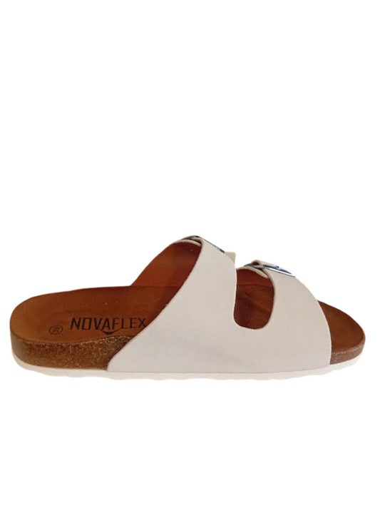 Novaflex Sandalo Doppia Fibbia Bianco Donna