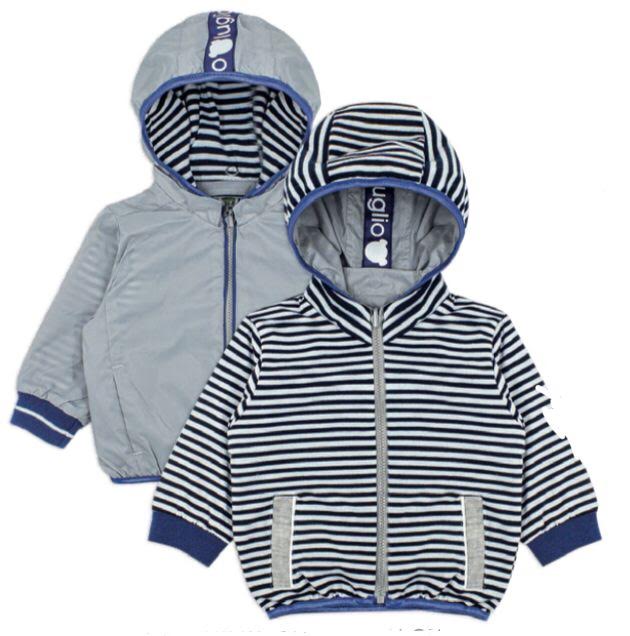 Luglio Giubbino con Cappuccio Bambino Grigio Antivento Double Face