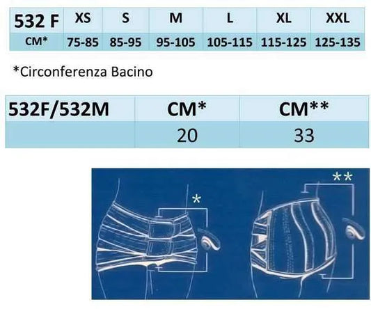 Camp Corsetto semirigido lombosacrale con rinforzi paravertebrali e 4 tiranti pelvici