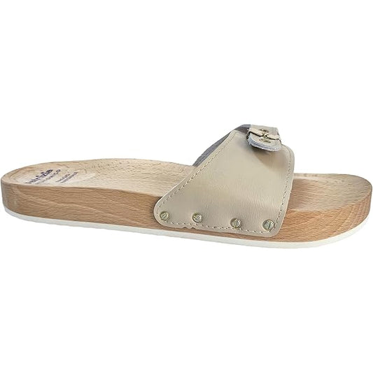 Scholl Pescura Heel Zoccolo Uomo in legno Sabbia