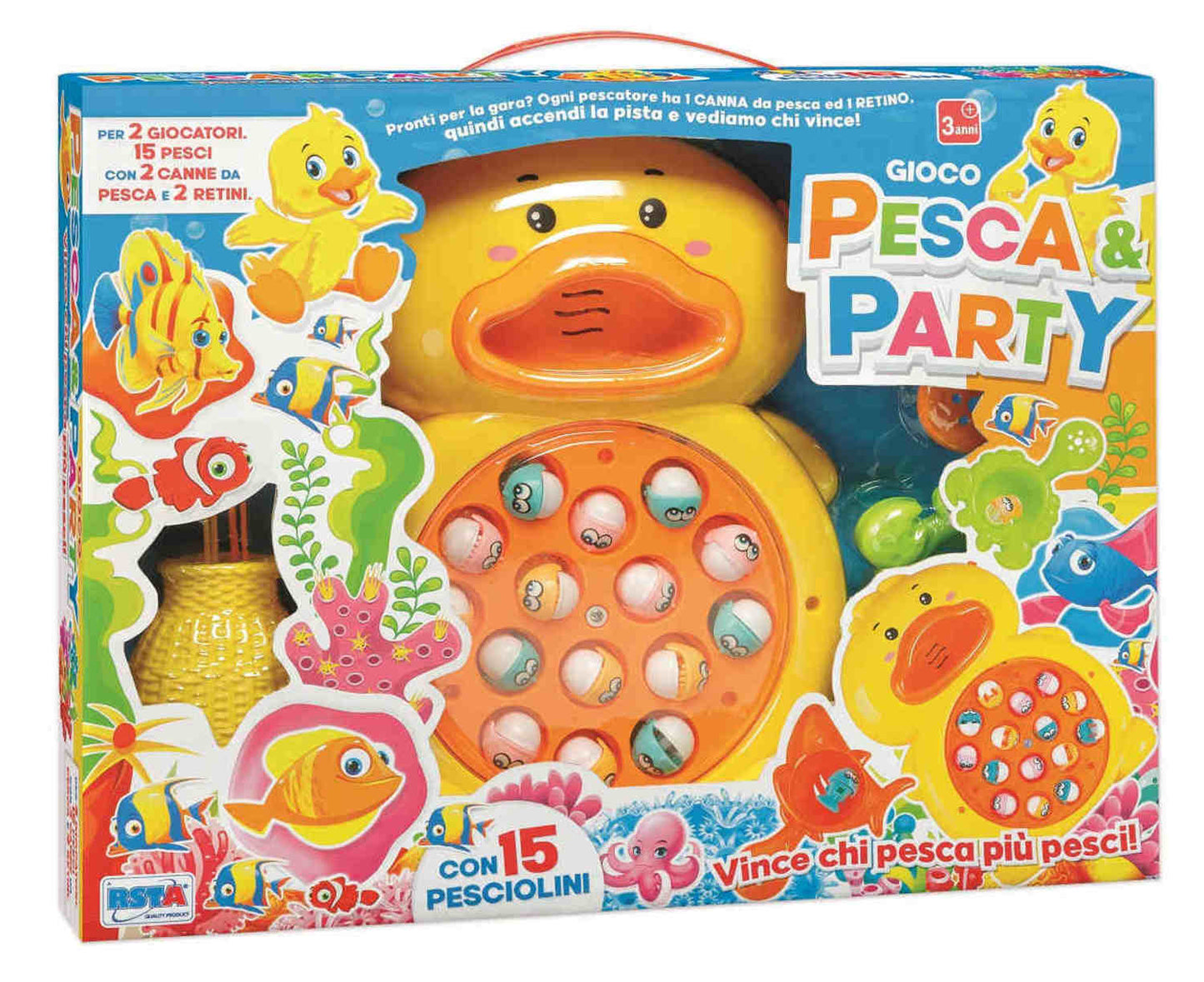Rsta toys pesca party papera con 2 canne da pesca+2 reti+15 pesciolini