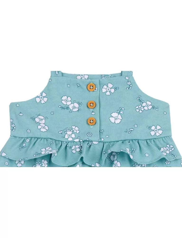 Chicco smanicato jersey bambina stampato con fiori e bottoncini effetto legno