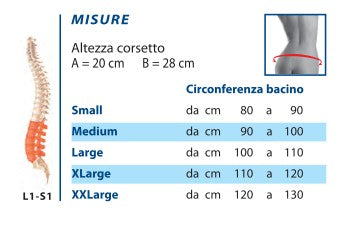 Camp Corsetto semirigido lombosacrale basso con rinforzi paravertebrali e 2 tiranti pelvici 531