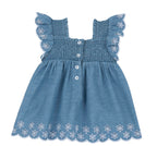 Chicco Vestina Bambina Jeans Azzurro con Ricami Floreali