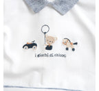 Tutina Chicco Neonato con Ricami a pupazzi Bianca e Blu a Righe