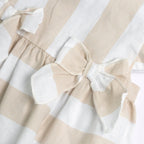 Chicco Completo vestito con culotte in tessuto misto lino rigato