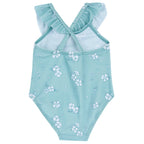 Chicco Costume Intero con Volat Verde Marino con Fiori Bianchi