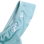 Chicco Costume Intero con Volat Verde Marino con Fiori Bianchi