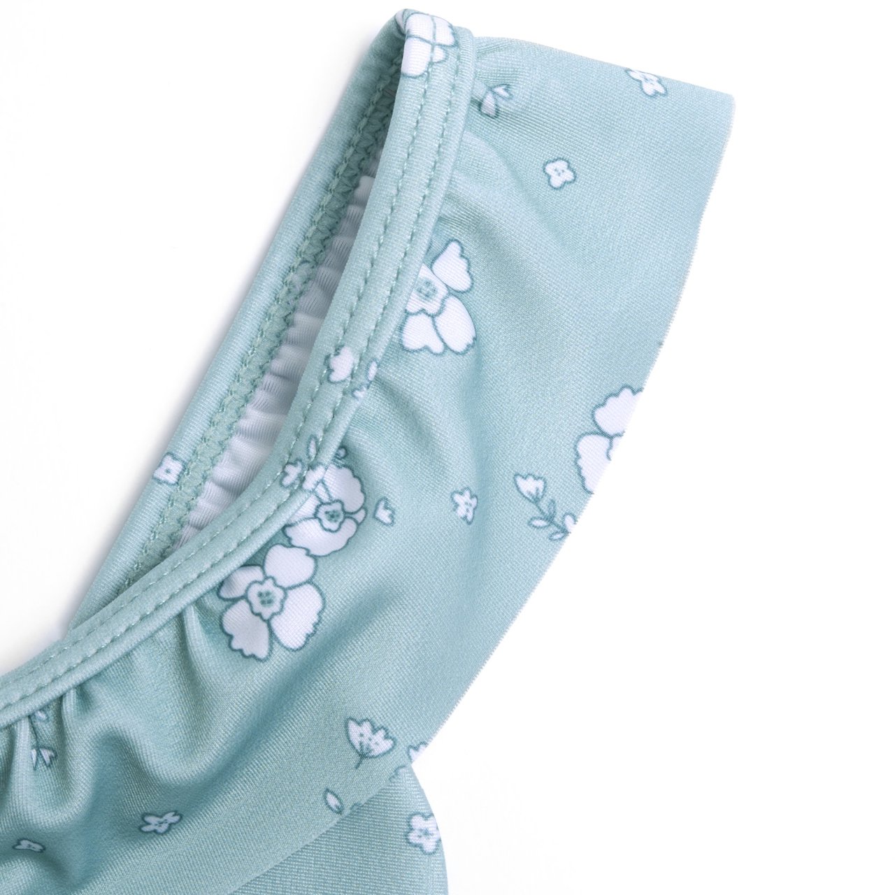 Chicco Costume Intero con Volat Verde Marino con Fiori Bianchi