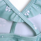 Chicco Costume Intero con Volat Verde Marino con Fiori Bianchi