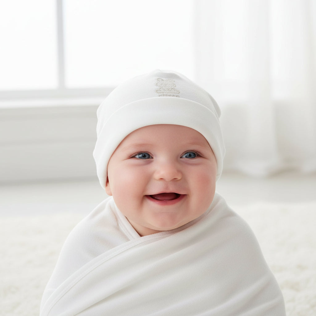 Chicco cappellino neonato ciniglia bianco