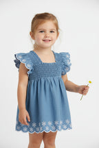 Chicco Vestina Bambina Jeans Azzurro con Ricami Floreali