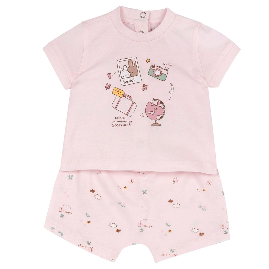 Chicco completo maglietta e pantaloni corti Rosa