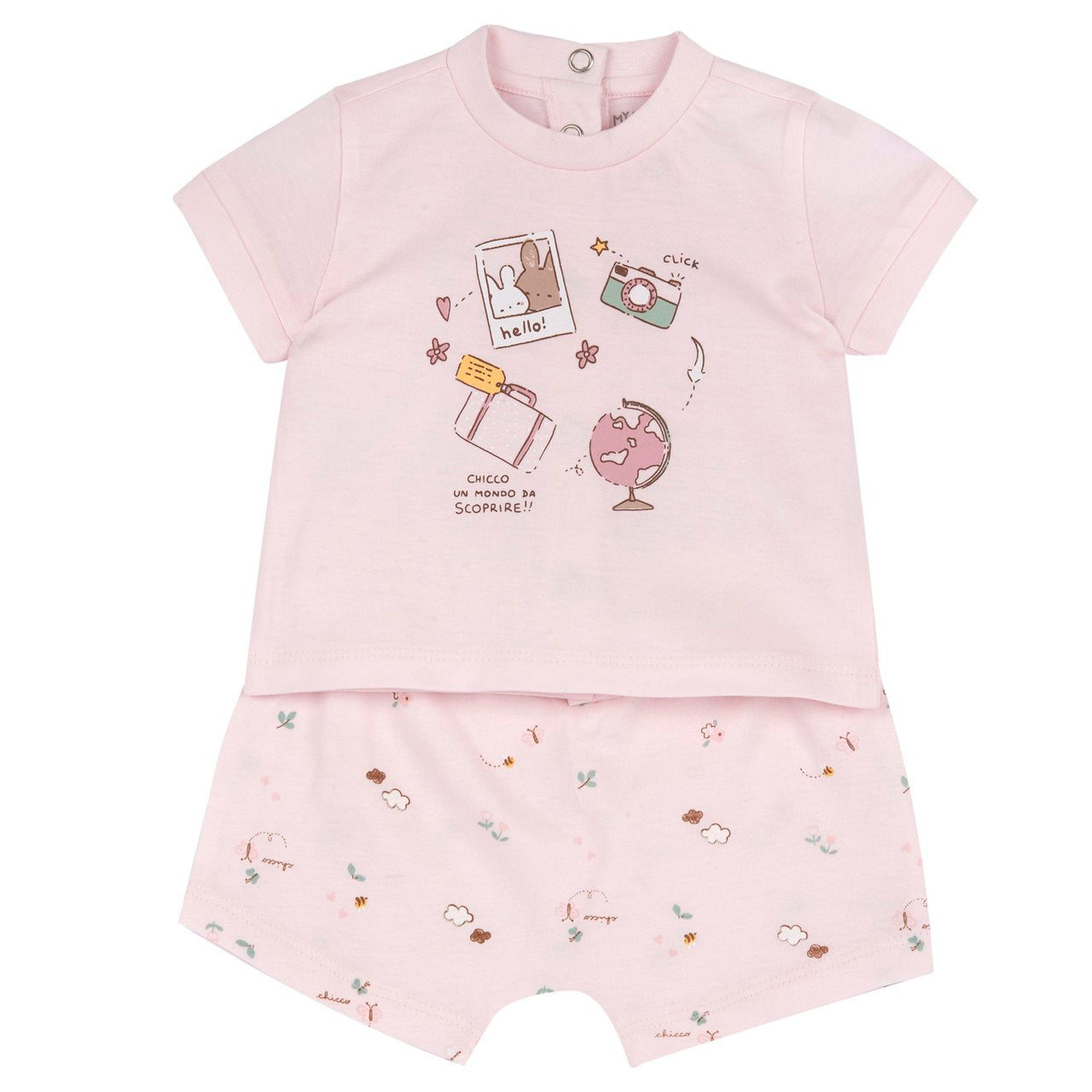 Chicco completo maglietta e pantaloni corti Rosa