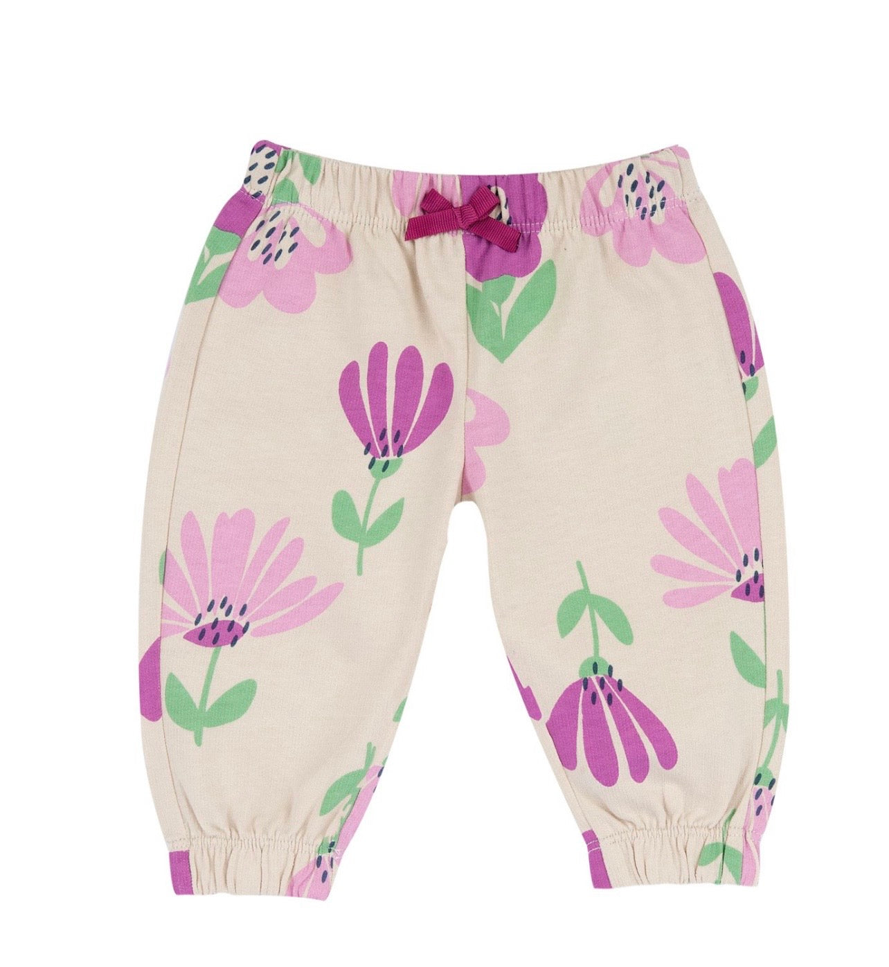 Pantaloni Chicco Neonata con Stampa Fiori Panna Rosa Fucsia