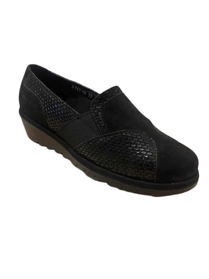 Plantas mocassino scamosciato nero lucido