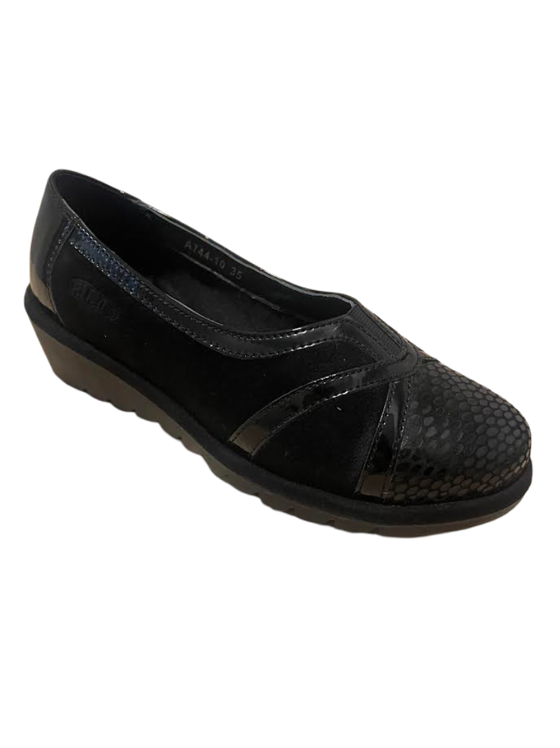 Plantas mocassino scamosciato nero lucido