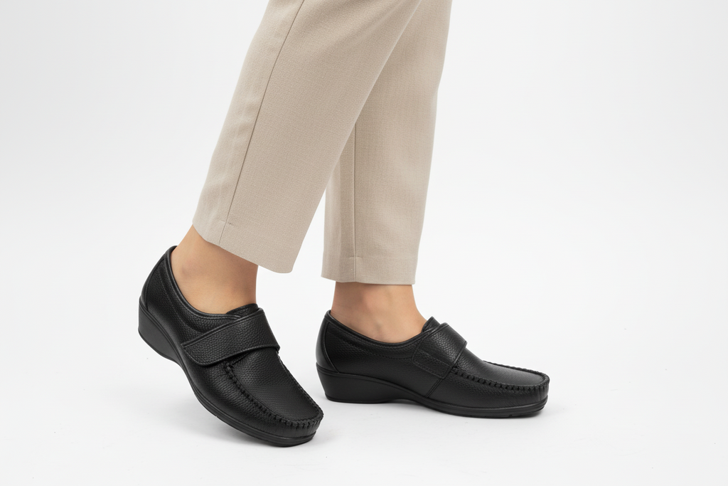 Benexa mocassino con velcro in pelle Nero