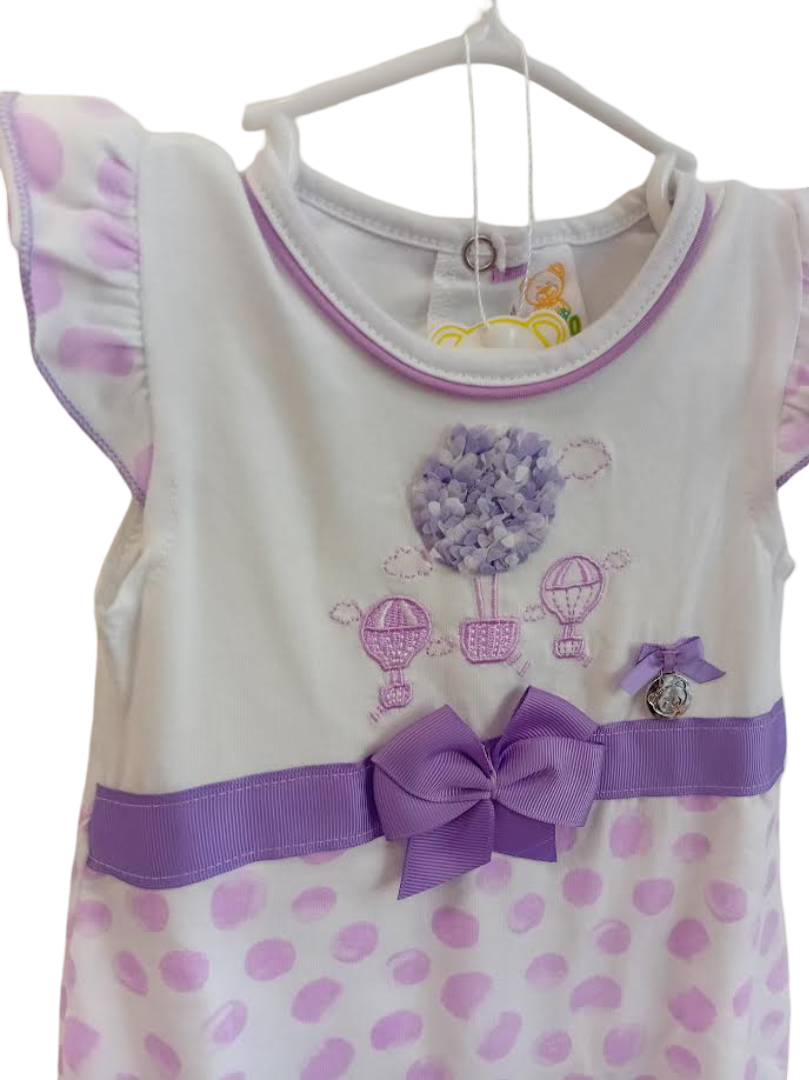 Luglio Pagliaccetto Fantasia Lilla e Bianco Cotone