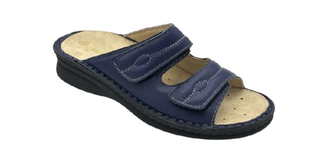 Benexa Blu pantofola doppio velcro e plantare estraibile