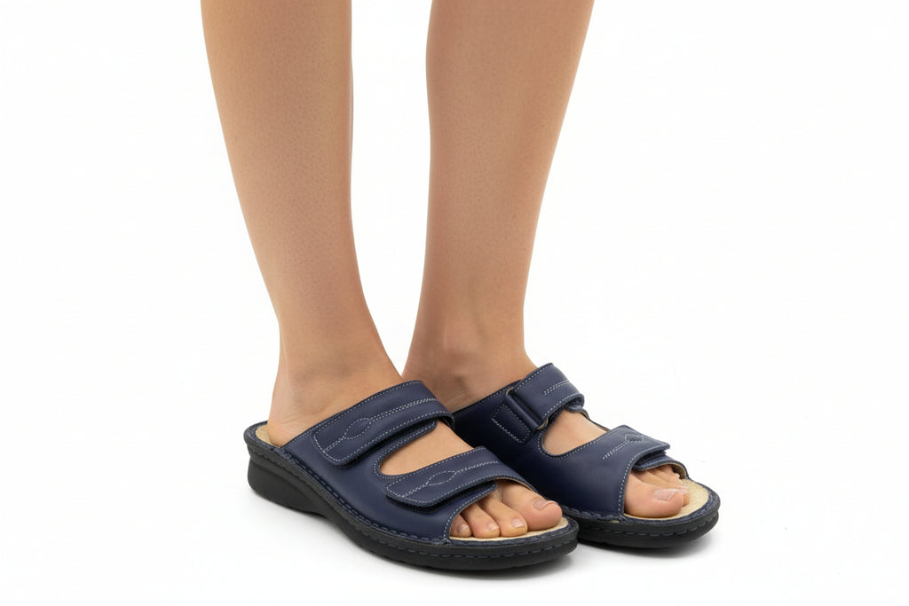 Benexa Blu pantofola doppio velcro e plantare estraibile