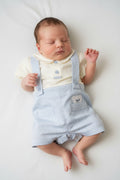 Pagliaccetto Elegante Neonato Camicia e Pantaloncini a Righe con Bretelle