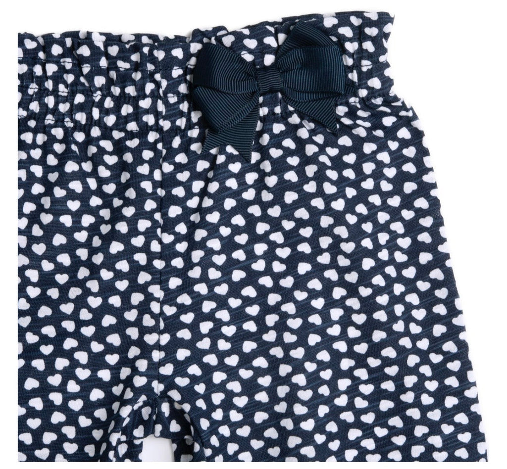 Chicco Pantaloni Bimba Blu con Cuori Bianchi e Volant