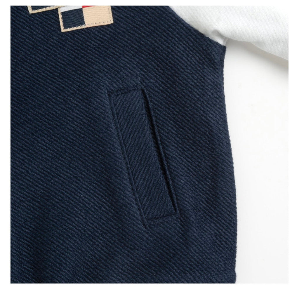 Giacca Bomber Neonato Blu Navy con Maniche Bianche
