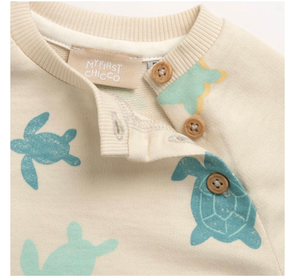 Chicco Felpa My First Chicco con Tartarughe Marine Panna