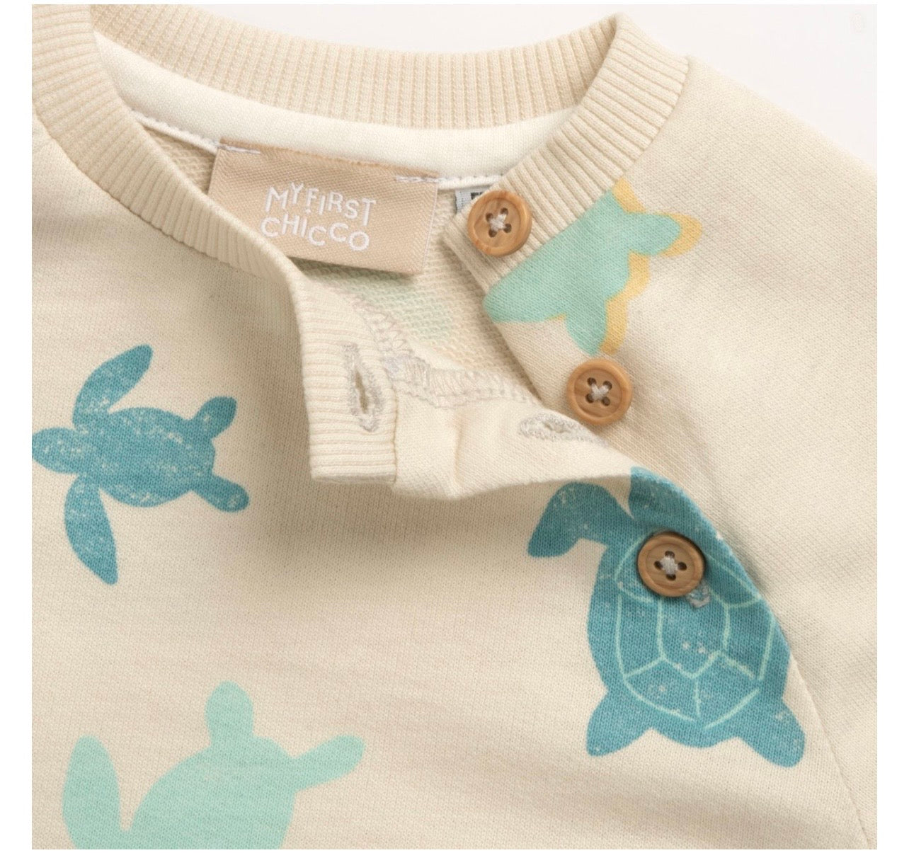 Chicco Felpa My First Chicco con Tartarughe Marine Panna