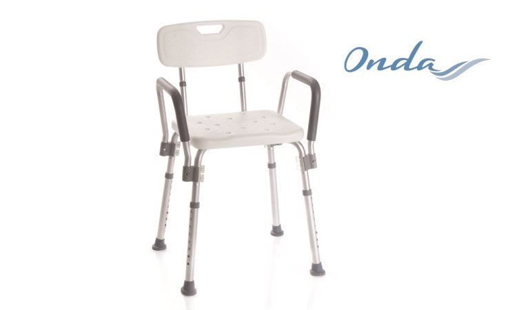 Sedile sotto la doccia con schienale e braccioli