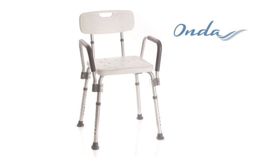 Sedile sotto la doccia con schienale e braccioli