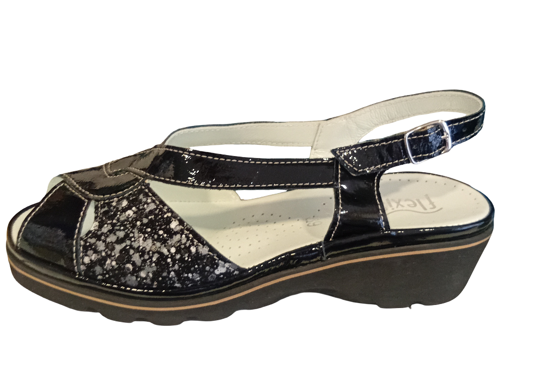 Gileplant Sandalo Nero a fantasia con cinturino
