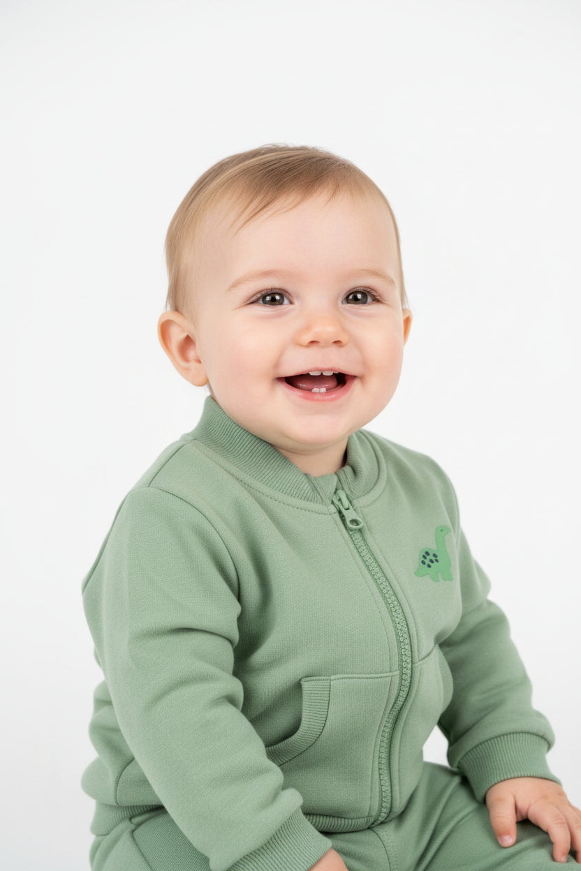 Chicco Giacca Bimbo Verde Salvia con Cresta Dinosauro