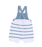 Chicco Salopette Neonato in Maglia a Righe Azzurre e Bianche con Bretelle