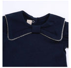 Chicco Maglietta Bimba Blu Navy con Collo Claudine e Maniche a Volant