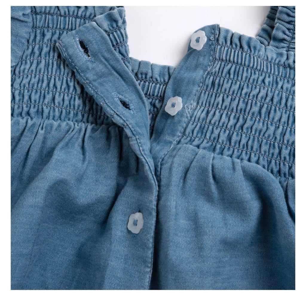 Chicco Vestina Bambina Jeans Azzurro con Ricami Floreali