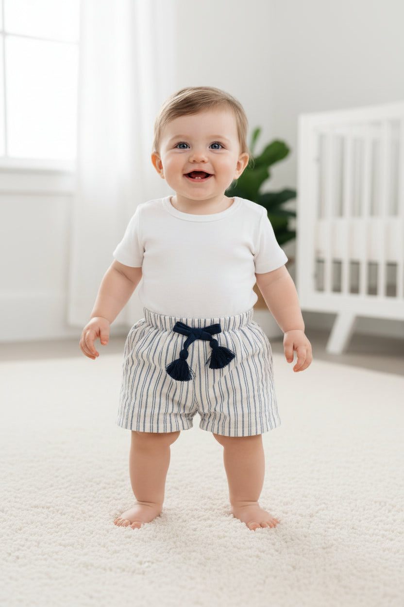 Chicco Shorts Bambina a Righe con Nappine