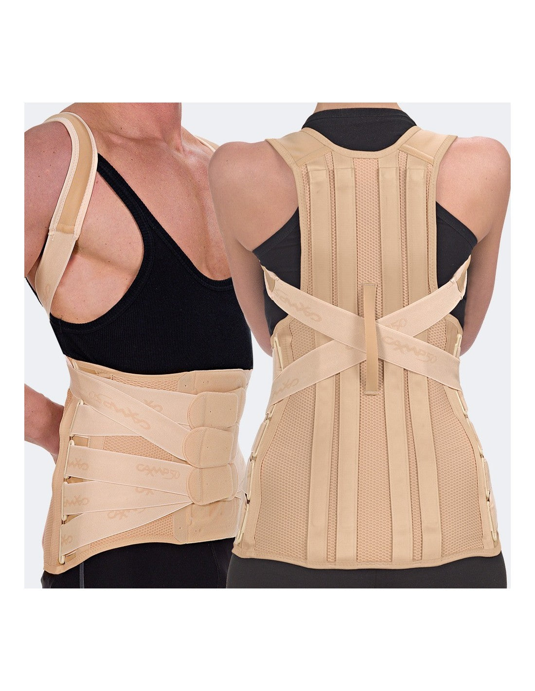 5037 CAMP 50 Corsetto semirigido dorsolombare con spallacci 4 rinforzi paravertebrali