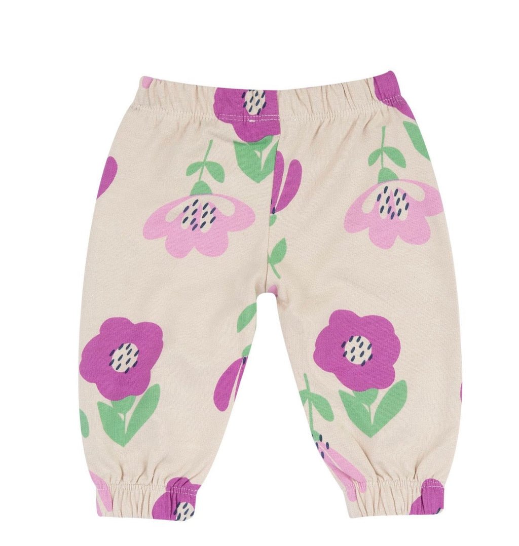 Pantaloni Chicco Neonata con Stampa Fiori Panna Rosa Fucsia