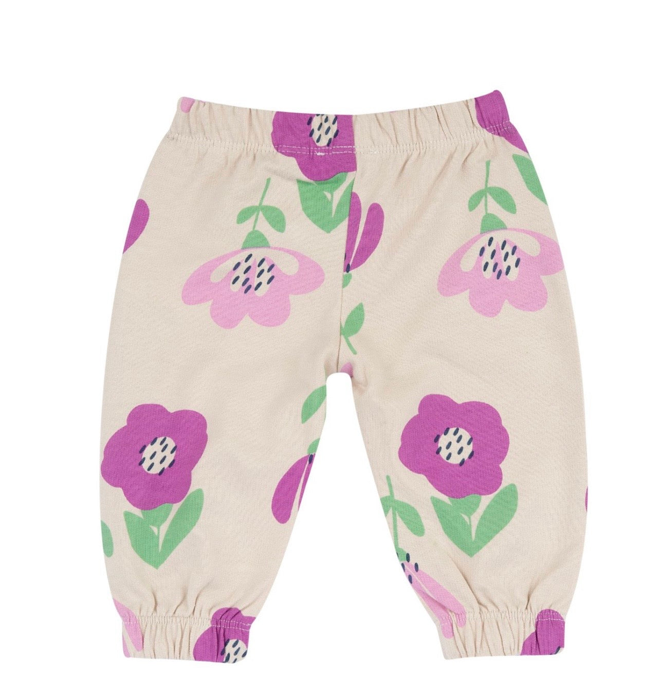 Pantaloni Chicco Neonata con Stampa Fiori Panna Rosa Fucsia