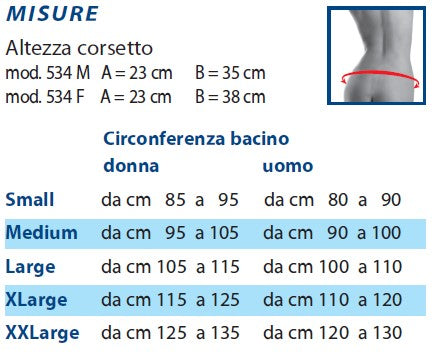 Camp 534 Camp One Corsetto semirigido lombosacrale alto per addome pendulo con rinforzi paravertebrali e 4 tiranti pelvici