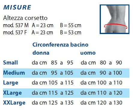 Camp 535 Camp One Corsetto semirigido lombosacrale alto con spallacci 4 rinforzi paravertebrali e 4 tiranti pelvici
