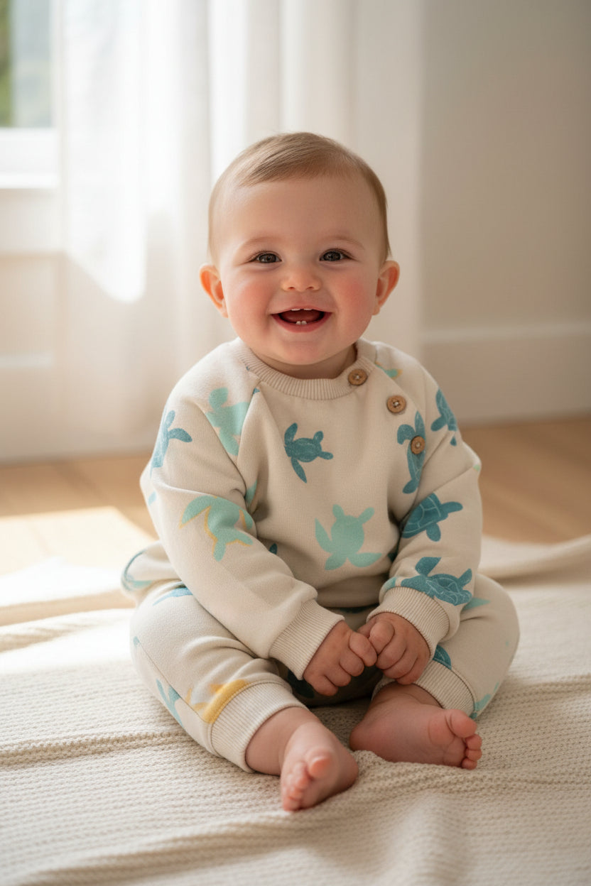 Chicco Felpa My First Chicco con Tartarughe Marine Panna