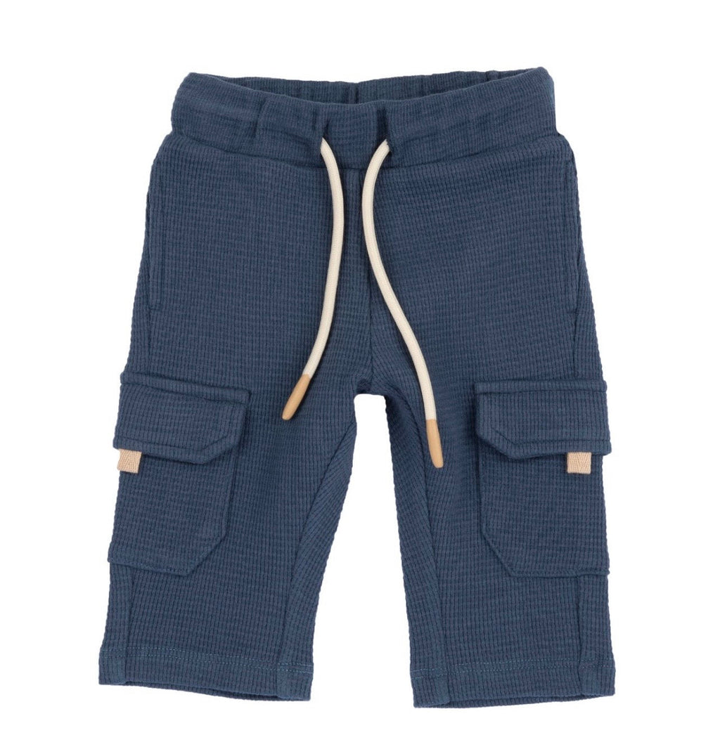 Pantaloni Cargo Bambino in Nido d’ape Blu