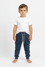 Pantaloni Cargo Bambino in Nido d’ape Blu