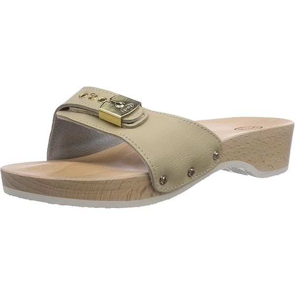 Scholl Pescura Heel Zoccolo Donna in legno con tacco Sabbia