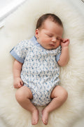 Body Luglio Neonato Manica Corta Fantasia Paisley Azzurro
