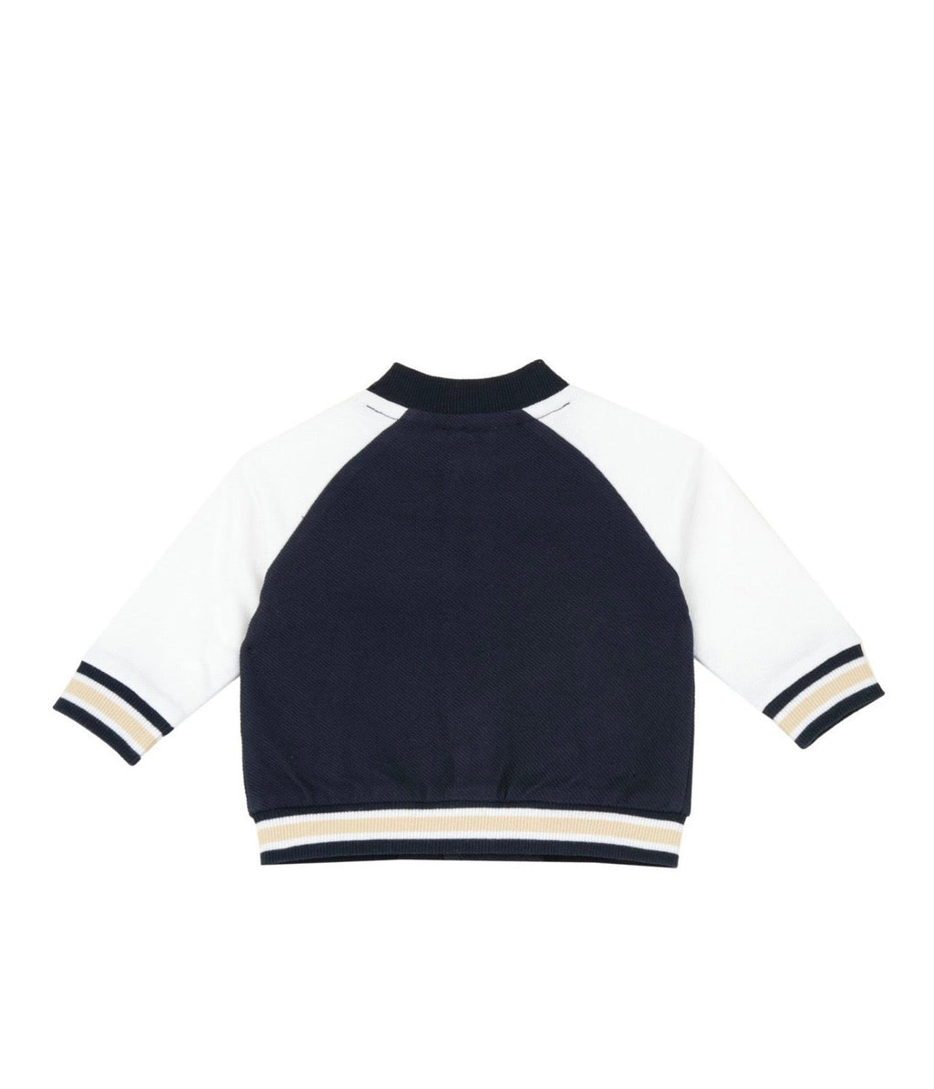 Giacca Bomber Neonato Blu Navy con Maniche Bianche